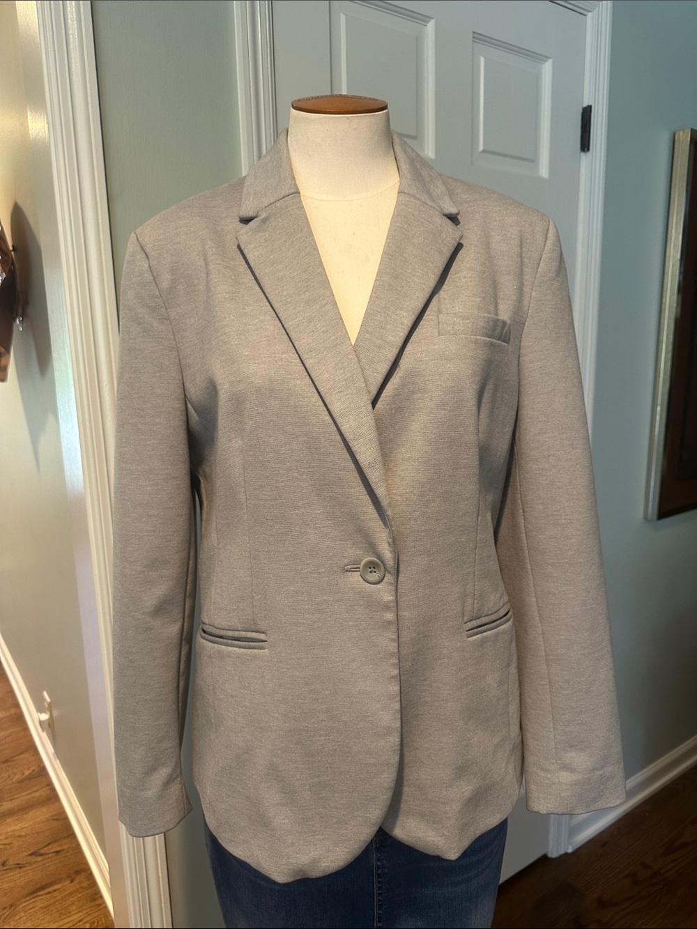 Gap Sz 14 Light Gray Single-Button Blazer Jacket